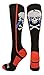 Crazy Socks with Laser Skull and Crossbones Over the Calf Socks (Black/Red, Small)