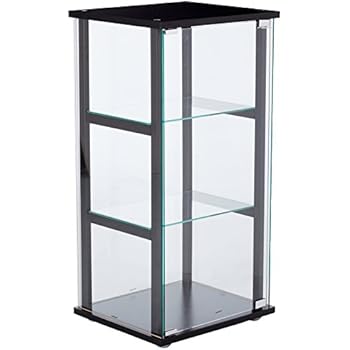 3-Shelf Glass Curio Cabinet Black and Clear