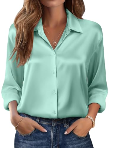 Zeagoo Womens Satin Silk Blouses