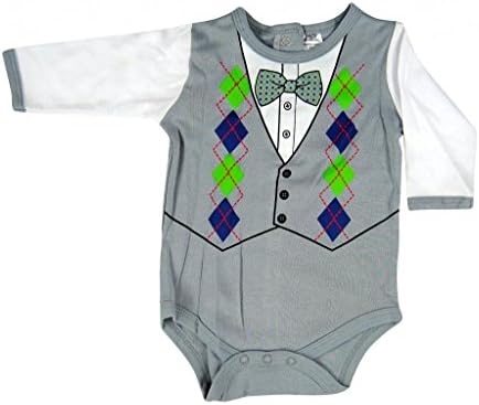 Hope Balloon Baby Boy's 2 Piece Vest &amp; Bow-Tie Creeper With Matching Socks 0-3 Months Grey
