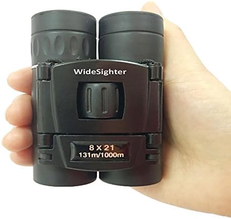 WideSighter 8x21 Folding Roof Prism Compact Binoculars Mini Pocket Lightweigh Binoculars for Outdoor Sightseeing Travel Hiking Bird Watching Concert Adults Kids 1Pack