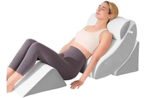 OAISZ 4 PCS Wedge Pillow Set for After Surgery, Memory Foam Orthopedic Bed Wedge Pillow Set, Adjustable Bed for Sleeping, Acid Reflux Relief, Post Surgery Recovery, Back Support, Leg Elevation, Gery