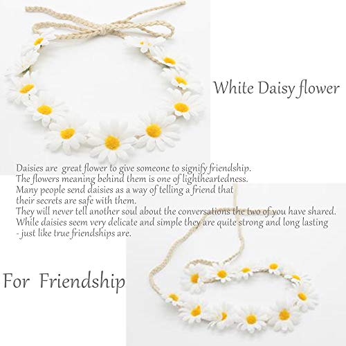 Milacolato 6-12Pcs Handmade Daisies Sunflower Headband Boho Floral Wreath Bridal Headpiece for Wedding Festivals Hair Accessories White&Yellow