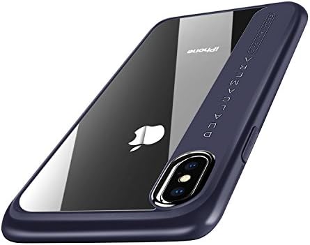 iPhone X Case Choncyn Ultra Thin Hard Protect Case Shock Absorption Back-Transparent Bumper PC + TPU Hybrid Protective Case Blue Edge