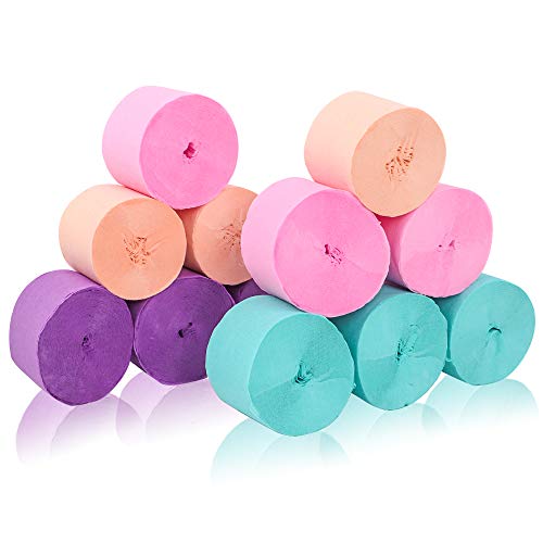 image for RUBFAC 12 Rolls Crepe Paper Streamers Unicorn Party Supplies Decoratio