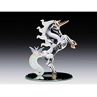 Blown Glass Unicorn with Butterfly Figurine Collectible 4 Inches Tall