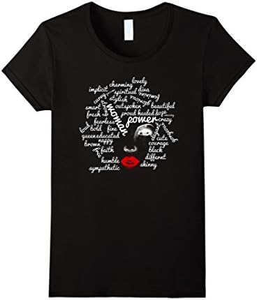 Womens Afro Word Art Natural Hair T-Shirt for Strong Black Women XL Black