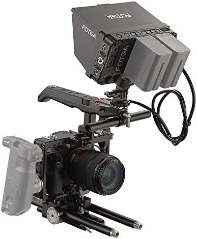 JTZ DP30 Electronic Camera Cage Video Stabilizer Rig w/ 15mm Rail Base Plate + Fotga DP500IIIS A50TL 5 Inch Touch Screen Camera Field Monitor,4K Input/Ouput,3D LUT for Sony A7 A7R A7S A7II A7RII A7SII
