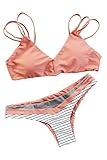 Cupshe Fashion Women's Strappy Stripe Printing Padding Bikini Set