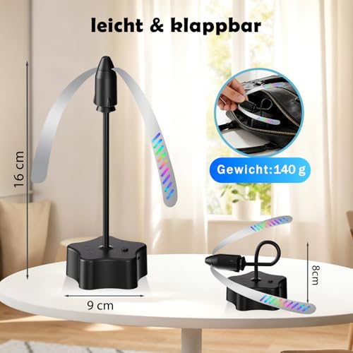 6 Fly Wafers, USB-C Rechargeable Fly Fans for Tables, Portable Fly Repellent Fan with Holographic Reflective Wings, Quiet Fly Repellent for Indoor and Outdoor Use, Barbecue, Picnic