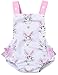 YOUNGER TREE Baby Girl Easter Outfit Cartoon Bunny Sleeveless Striped Romper Bodysuit (White, 12-18 Months)
