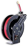 REELWORKS Air-Hose Reel Retractable 3/8" Inch x 25' Feet Pro Premium Commercial Flex Hybrid Polymer Hose Max 300 PSI Heavy Duty Steel Construction Industrial Spring Driven