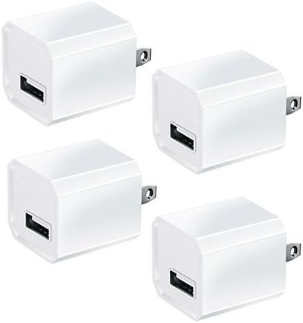 USB Wall Charger, Certified iTech Gadgets 5V/1A Universal Mini Portable Travel Adapter High Speed 1.0A Output for iPhone iPad Samsung HTC LG iPod Nokia (White) 4 Pack