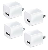 USB Wall Charger, Certified iTech Gadgets 5V/1A Universal Mini Portable Travel Adapter High Speed 1.0A Output for iPhone iPad Samsung HTC LG iPod Nokia (White) 4 Pack