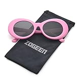 ZOGEEN Bold Retro Oval Mod Thick Frame Sunglasses Clout Goggles with Round 1212 (Pink&Black)