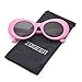 ZOGEEN Bold Retro Oval Mod Thick Frame Sunglasses Clout Goggles with Round 1212 (Pink&Black)