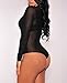 JomeDesign Women Black Sheer Mesh Long Sleeve O Neck Jumpsuit Bodysuits S