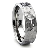 8MM Hammered Titanium Ring Wedding Band Matte Finish Sizes 8 to 13