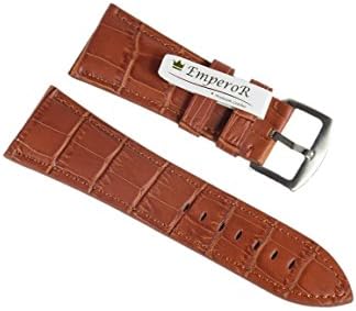 NP Watch Band Genuine Leather Watch Band Crocodile Pattern Width 30 mm. Brown Color