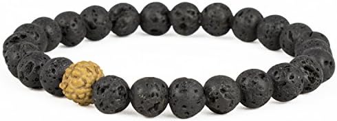Hathaspace Essential Oil Diffuser Bracelet with Lava Rock Beads for Women &amp; Men, 6mm Rudraksha Mala Diffuser Stone Beads for Aromatherapy, All-Natural, Healing, Calming, Awakening
