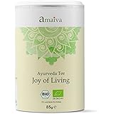 "Joy of Living" 85g Ayurveda Tee Bio, ayurvedischer Gute-Laune-Tee (Kr&auml;utertee mit Minze, Ingwer, S&uuml;&szlig;holz, Hibiskus, Orange, Nelken, Pfeffer, Kamillenbl&uuml;ten, Kardamon, uvm. - aus kontrolliert biologischem Anbau, hergestellt in Deutschland)