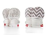 Goumikids Goumimitts Soft Stay On Scratch Mittens, 2 Pair, 3-6m, Pinwheel (Gray)/Chevron (Stone)