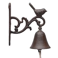 PopTop Brass Rustic Cast Iron Annunciation Bird Door Bell - Decorative Vintage Antique Farmhouse Style Decoration for Outside House PTZY228