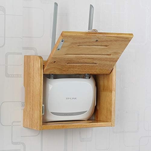 LBYMYB Solid Wood Wireless WiFi Router Storage Box, Wall-Mounted Power Wire Storage Shelf, Wall Occlusion Box Free Punching24.5x9.8x20cm Wall Shelf (Color : D, Size : 24.5x9.8x20cm)