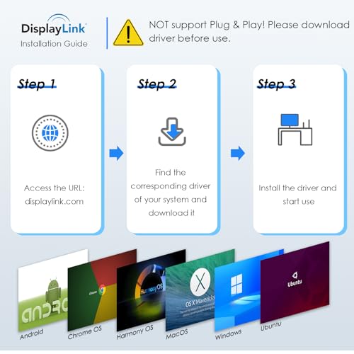 WAVLINK USB 3.1/USB-C to Dual HDMI Adapter - DisplayLink Dual 4K 60Hz Monitor Hub for Windows & Apple M1/M2/M3 Mac, Compatible with New MacBook Neo