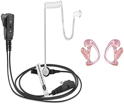 EarieceHub Motorola Radio 2 Pin Covert Acoustic Earpiece with Earmoulds (PTT/VOX Headset with PTT Microphone) CP040, GP300, DP1400, XT660d