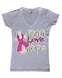 Shop4Ever Faith Love Hope Women's V-Neck T-shirt Breast Cancer Awareness Shirts