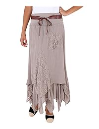 Krisp damaes Bohemia Gypsy Algodón Cinturon Elástico Cintura Alta Maxi Falda Larga Tallas Grandes