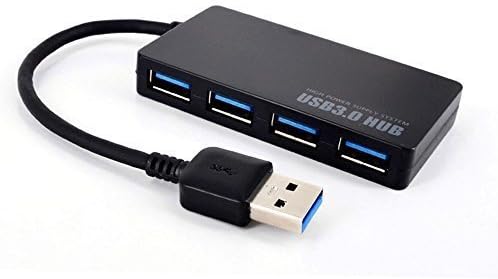 Techshowe 4-Port Ultra-Thin Design USB 3.0 Hub with LED Indicator, USB-Powered and Support Super Speed 5Gbps Transmission Black