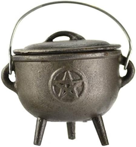 Pentagram cast iron cauldron 4"
