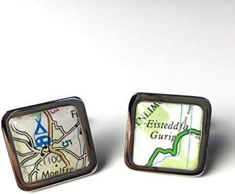 Charlie Doodle Personalized Square Cuff Links Map Customised Cufflinks with Gift Box