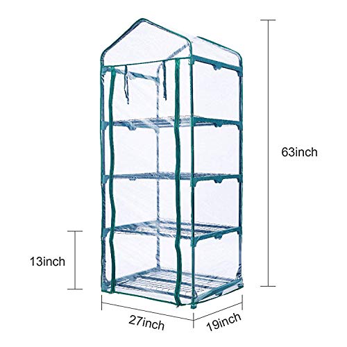 image for Worth Mini Ourdoors Indoor Greenhouse, 4 Tier 4 Shelf and PVC Cover Gr