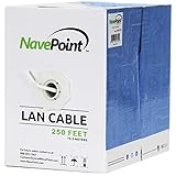 NavePoint CAT5e (CCA), 250ft, White, Solid Bulk Ethernet Cable, 24AWG 4 Pair, Unshielded Twisted Pair (UTP)