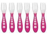 Gerber Stainless Steel Tip Kiddy Cutlery Forks - 2 Pack, 6 total, Pink