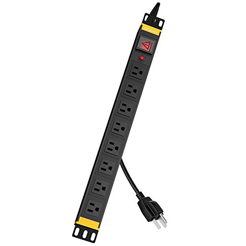 PDU Rackmount 15Amp 8 Outlets Power Strip Surge Protection 1U/15A/120V 6.5ft Power Cord - Thumbnail 4