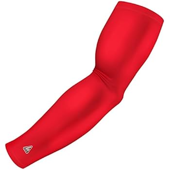 Pro-Fit Sports Compression Arm Sleeve | w/Anti-Slip Silicone Band, UV Protection, and Dri-Wick Fabric | 20+ Solid Colors |for Youth Adult Men Women | Includes 1 Sleeve