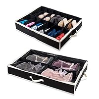 Woffit Under The Bed Shoe Organizer Fits 16 Pairs + 4 Pairs Boots - Sturdy & Breathable Materials - Underbed Storage Solution for Kids Men & Women Shoes - Great Space Saver for Your Closet!