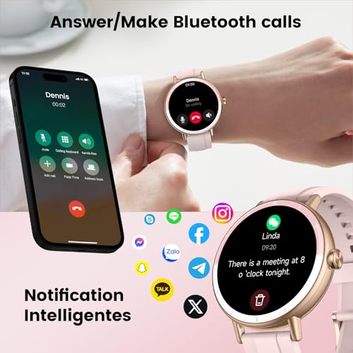 Smart Watch for Women Answer/Make Call, 1.27'' HD Screen Fitness Watch with Heart Rate/Sleep/Stress Monitor, New Smartwatch with 110+ Sport Modes, IP68 Waterproof Activity Tracker for Android iOS/Pink