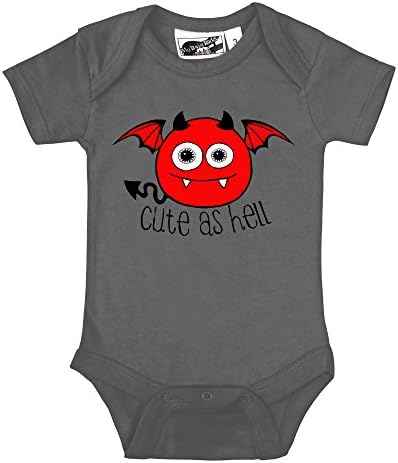 My Baby Rocks Cute As Hell Devil Charcoal One Piece (12-18 Months)