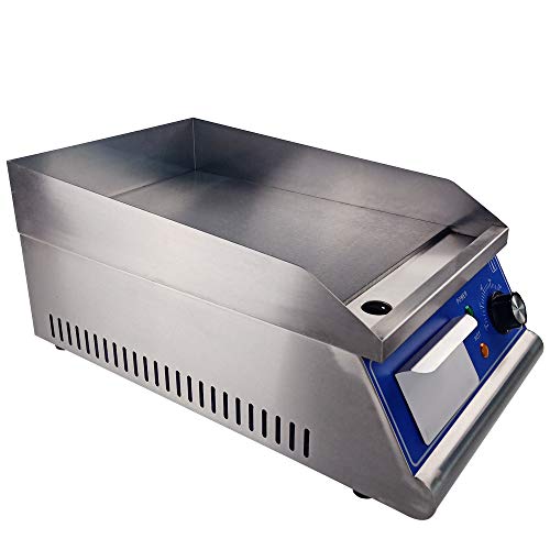 TAIMIKO Commercial Electric Griddle Flat Top Grill HotPlate Kitchen Grill CounterTop Stainless Steel Thermostatic Control 1500W 12" One Year Warranty - Thumbnail 5
