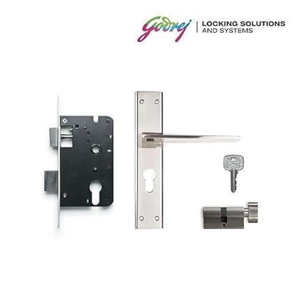 GODREJ NEH 08 1CK 20cm Zinc Alloy Door Handle Set with Lock Body and Cylinder