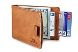RFID Blocking Bifold Slim Genuine Leather Minimalist Front Pocket Wallets for Men Money Clip (Brown)