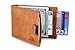 SERMAN BRANDS RFID Blocking Bifold Slim Genuine Leather Minimalist Front Pocket Wallets for Men Money Clip (Dark Caramel 3.0)