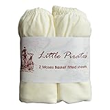2 pack Baby Pram/Moses Basket Oval Jersey Fitted Sheet 100% Cotton Cream 12'x30' (30x75cm)