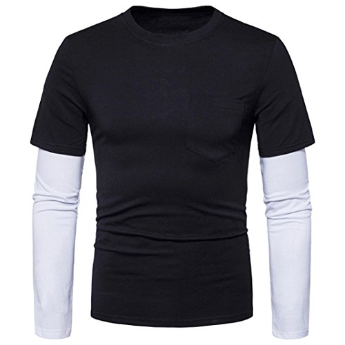 Click Here to See More Images Men Shirt 2017 New Hot Sale Fashion Mens Slim Fit Casual Shirt T-Shirt Long Sleeve T-Shirts Tops by Neartime (L, Black)