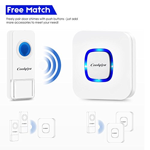 Coolqiya Doorbell, Wireless Doorbell Chimes Waterproof Remote Door Bell Button Ring for Home, No Battery Required for Receiver 52 Ringtones, 1 Transmitter + 2 Receivers - Thumbnail 3